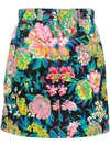 Msgm Floral Printed Cotton Denim Mini Skirt