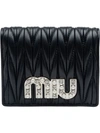 Miu Miu Quilted Logo Bi-fold Wallet In Black