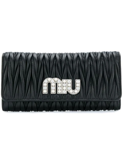 Miu Miu Quilted Leather Continental Wallet In Black