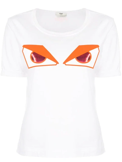 Fendi White Cotton T-shirt With Fluo Eyes Print