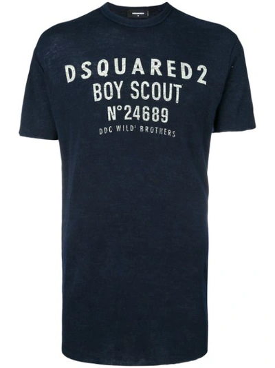 Dsquared2 Boy Scout Printed Wool Jersey T-shirt In Blue