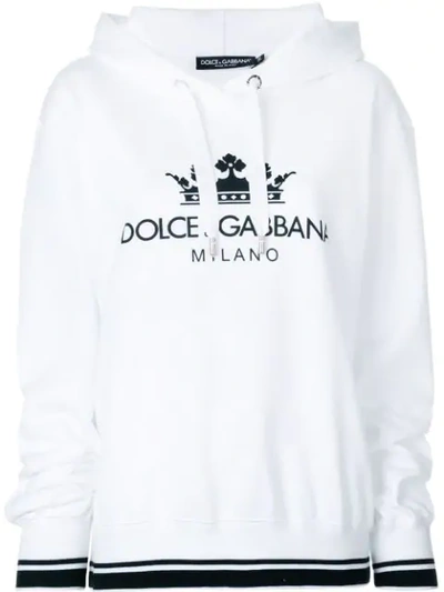 Dolce & Gabbana Oversized Printed Cotton-blend Jersey Hooded Sweatshirt In White