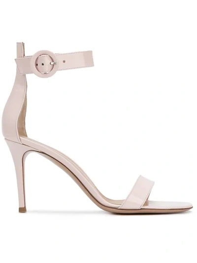 Gianvito Rossi 100mm Portofino Leather Sandals In Pink