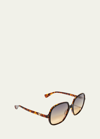Max Mara Emme Round Plastic Sunglasses In 05k Brown