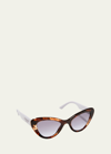 Prada Two-tone Acetate Cat-eye Sunglasses In Havana
