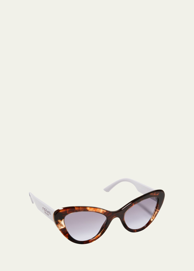 Prada Two-tone Acetate Cat-eye Sunglasses In Havana