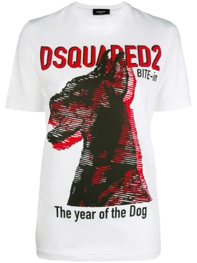 Dsquared2 Doberman Printed Cotton Jersey T-shirt In 100c