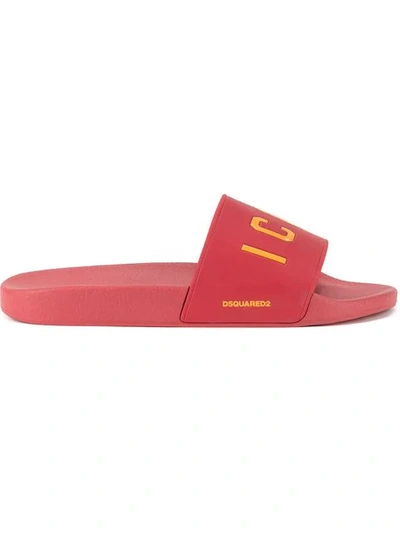 Dsquared2 Men's Slippers Sandals Rubber  Icon Slides In Red