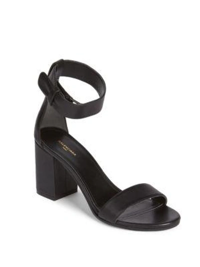 Balenciaga Leather Ankle Strap Sandals In Black
