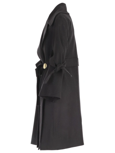 Eudon Choi Cappotto M/l Over Con Cintura In Black