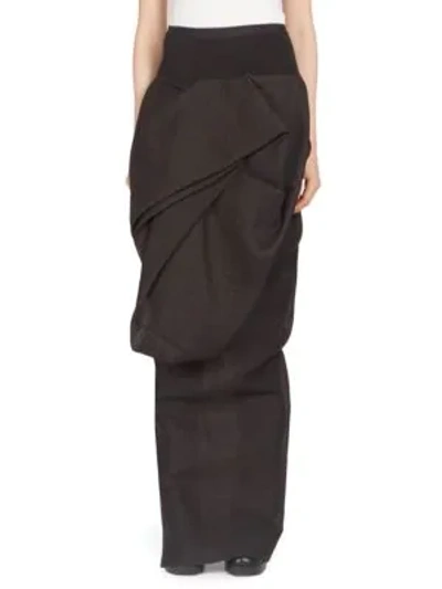 Rick Owens Long Twist-front Skirt In Black