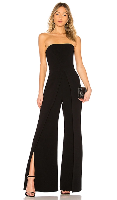 Alexis Carice Strapless Flared-leg Crepe Jumpsuit In Black