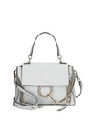 Chloé Faye Day Small Pebbled Ring Shoulder Bag In Airy Grey