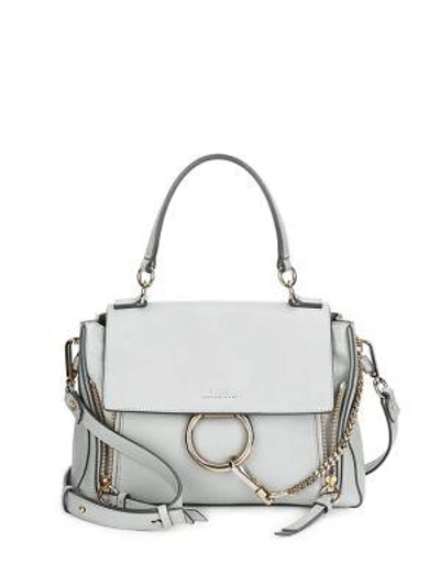 Chloé Faye Day Small Pebbled Ring Shoulder Bag In Airy Grey