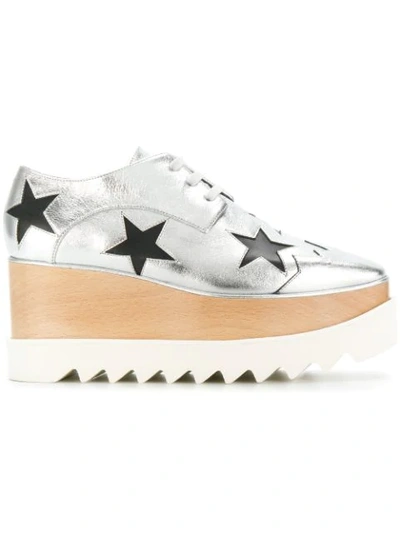 Stella Mccartney Elyse Lace-up Faux-leather Platform Shoes In Metallic