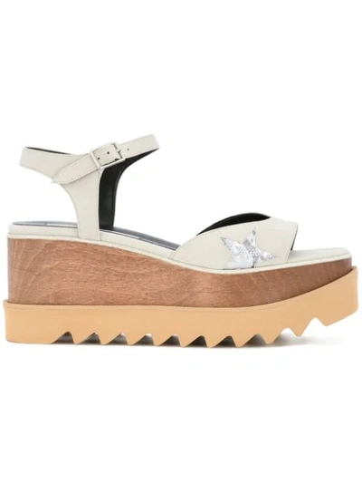 Stella Mccartney Elyse Faux-leather Platform Sandals In Old White Multi Silver
