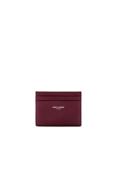 Saint Laurent Leather Card Case In Red