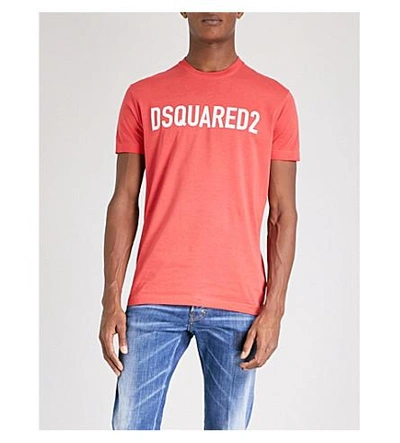 Dsquared2 Logo-print Cotton-jersey T-shirt In Red