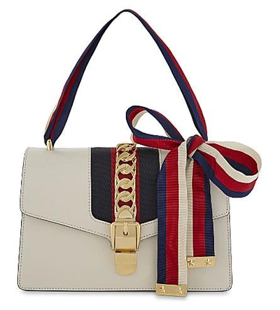 Gucci Sylvie Mini Chain-embellished Leather Shoulder Bag In White
