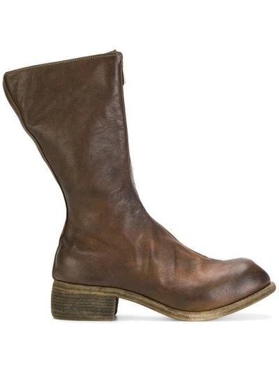 Guidi Front Zip Boots In Brown