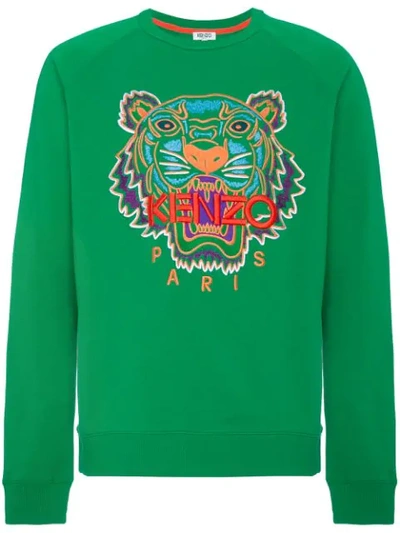 Kenzo Tiger-motif Cotton-jersey Sweatshirt In Grass Green