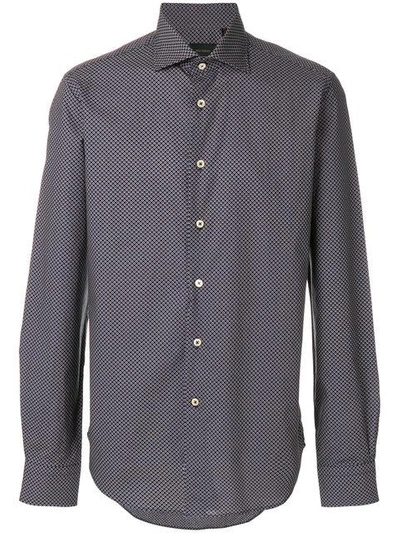Dell'oglio Fine Print Shirt In Blue