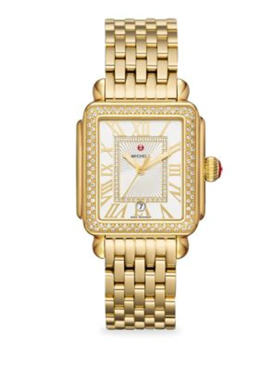 Michele Watches 18k Gold Deco Madison Diamond Bracelet Watch