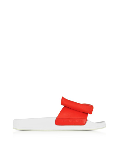 Robert Clergerie Shoes Wendy Blood Orange Leather Slide Sandals W/white Sole