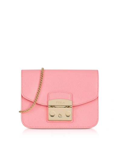 Furla Rose Quartz Leather Metropolis Mini Crossbody Bag In Rosa Quarzo Pink/gold