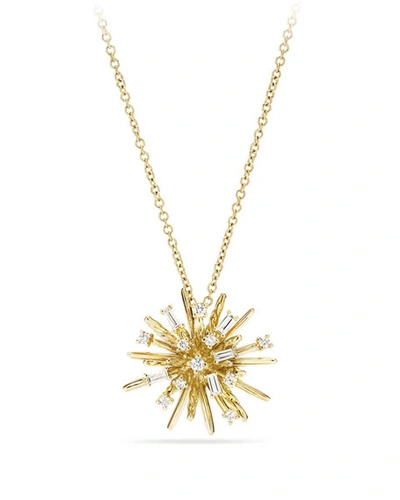 David Yurman Supernova Small Diamond Pendant Necklace In 18k Yellow Gold In White/gold