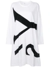 Y's Logo Print Long-sleeved Dress - White