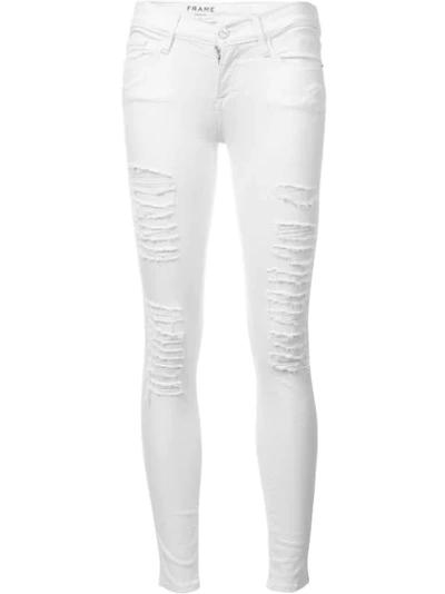 Frame White 'le Skinny De Jeanne' Jeans In Blanc