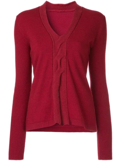 Onefifteen Twist Front Knitted Top In Red