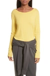 Vince Long Sleeve Pima Stretch Cotton Crewneck Top In Glass