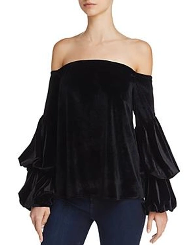 Petersyn Lily Off-the-shoulder Velvet Top In Onyx