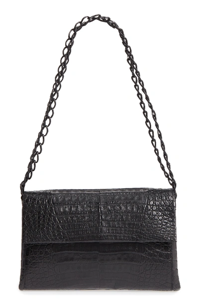 Nancy Gonzalez Soft Double-chain Medium Shoulder Bag, Dark Brown In Black Matte