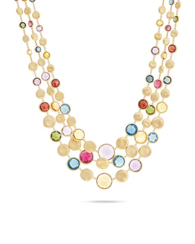 Marco Bicego Jaipur Three Strand Collar With Mixed Elevated Gemstones