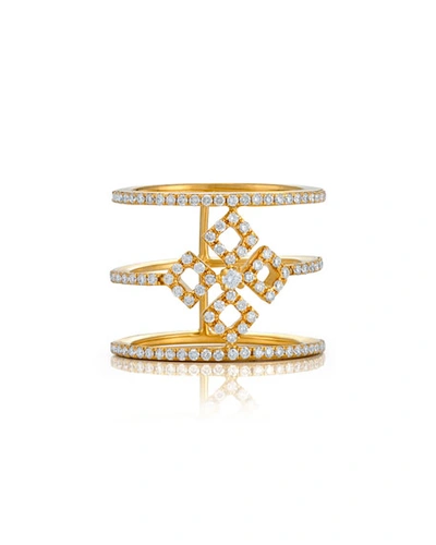 Bessa Three-row Diamond Illusion Ring In 18k Yellow Gold