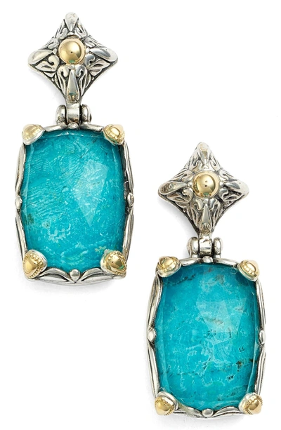 Konstantino 'iliada' Rectangle Double Drop Earrings In Blue/ Green