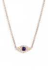 Ef Collection Evil Eye Diamond & Sapphire Pendant Necklace In Rose Gold