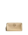 Tory Burch Mcgraw Zip Leather Continental Wallet In Gold/gold