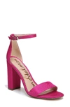 Sam Edelman Yaro Ankle Strap Sandal In Deep Pink Silk Fabric
