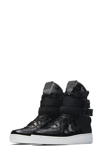Nike Sf Air Force 1 Se Premium Sneakers In Black/ Black Reflect Silver