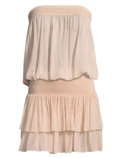 Ramy Brook Yanni Strapless Smocked Blouson Top In Blush