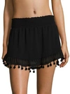 Ramy Brook Stevie Pompom Trim Mini Skirt In Black
