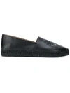 Kenzo Leather Tiger Embroidered Espadrilles In Black
