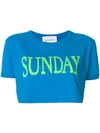 Alberta Ferretti Sunday Cotton Jersey Cropped T-shirt In Azzurro