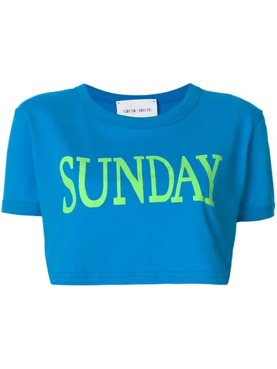 Alberta Ferretti Sunday Cotton Jersey Cropped T-shirt In Azzurro
