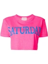 Alberta Ferretti Saturday Cotton Jersey Cropped T-shirt In Pink
