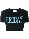 Alberta Ferretti Friday Cotton Jersey Cropped T-shirt In Black